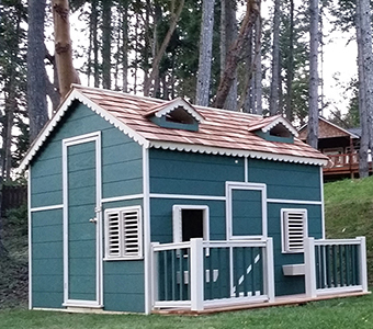 Large playhouse with loft and deck